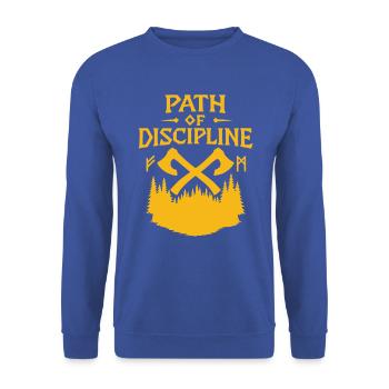 Weg der Disziplin Motivational Design - Unisex Pullover - Royalblau - Vorne - Alina (178cm) & Michal (187cm)