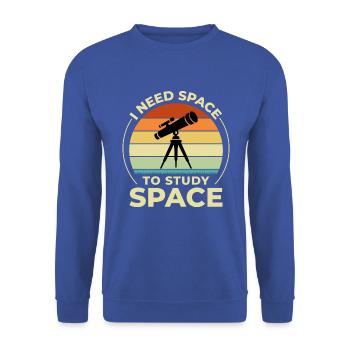Brauchen Sie Weltraumteleskop Retro Science Humor - Unisex Pullover - Royalblau - Vorne - Alina (178cm) & Michal (187cm)