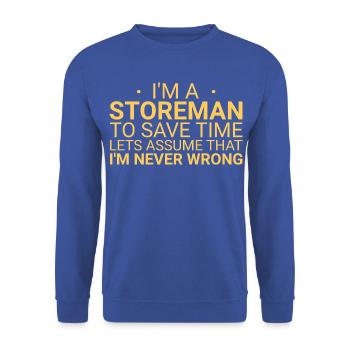 Storeman Never Wrong - Unisex Pullover - Royalblau - Vorne - Alina (178cm) & Michal (187cm)