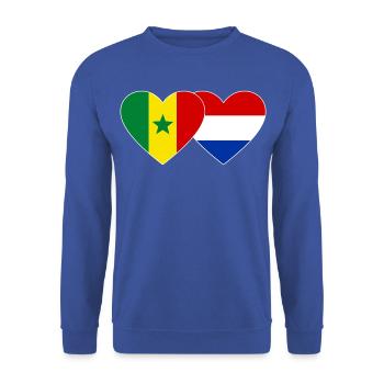 Senegal Holland Flagge Hände Herzform - Unisex Pullover - Royalblau - Vorne - Alina (178cm) & Michal (187cm)