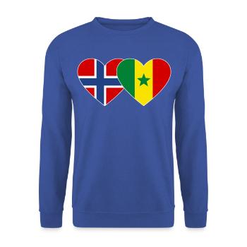 Norwegen Senegal Flagge Herz - Unisex Pullover - Royalblau - Vorne - Alina (178cm) & Michal (187cm)
