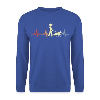 Schäferhund Kardiogramm - Unisex Pullover - Royalblau - Vorne - Alina (178cm) & Michal (187cm)