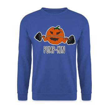 Pump-kin - Kürbis geht im Fitnessstudio pumpen! - Unisex Pullover - Royalblau - Vorne - Alina (178cm) & Michal (187cm)