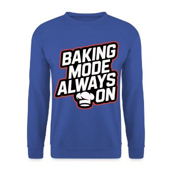 Backmodus Immer An - Unisex Pullover - Royalblau - Vorne - Alina (178cm) & Michal (187cm)