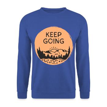 Keep Going / Berglandschaft Sonnenaufgang - Unisex Pullover - Royalblau - Vorne - Alina (178cm) & Michal (187cm)