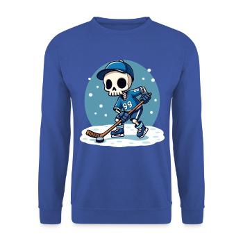 Skelett Eishockeyspieler Nummer 99 Wintersport - Unisex Sweatshirt - royal blue - Front - Alina (178cm) & Michal (187cm)