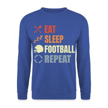 Eat Sleep Football Repeat - Unisex Pullover - Royalblau - Vorne - Alina (178cm) & Michal (187cm)