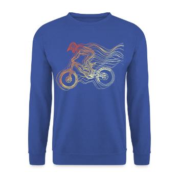 Mountainbiker Retro Stil - Unisex Pullover - Royalblau - Vorne - Alina (178cm) & Michal (187cm)