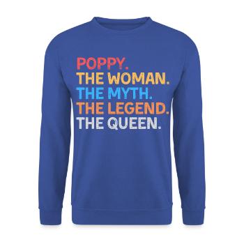 Poppy Die Frau Der Mythos Die Legende Die Königin - Unisex Pullover - Royalblau - Vorne - Alina (178cm) & Michal (187cm)