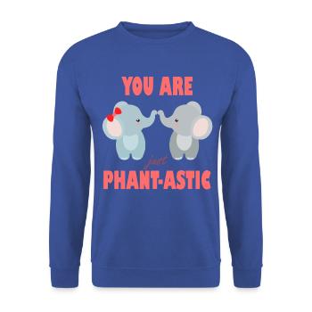 Ihr seid phantastische Elefanten - Unisex Pullover - Royalblau - Vorne - Alina (178cm) & Michal (187cm)