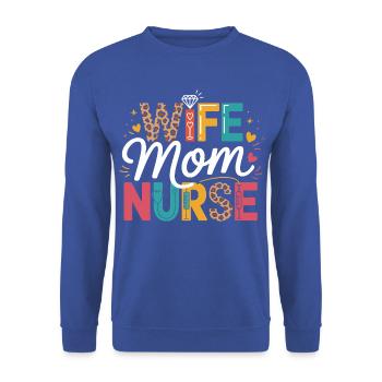 Wife Mom Nurse Leopard - Unisex Pullover - Royalblau - Vorne - Alina (178cm) & Michal (187cm)