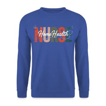 Krankenschwester Home Health Overlay - Unisex Pullover - Royalblau - Vorne - Alina (178cm) & Michal (187cm)