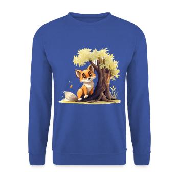 Waldfuchs am goldenen Baum - Unisex Pullover - Royalblau - Vorne - Alina (178cm) & Michal (187cm)