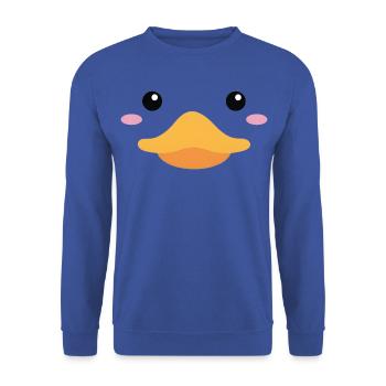 Ich bin eine Ente – Lustiges Kostüm T-Shirt - Unisex Pullover - Royalblau - Vorne - Alina (178cm) & Michal (187cm)