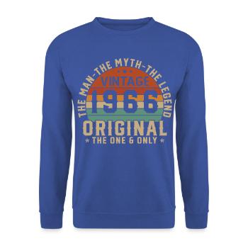 1966 Vintage Retro Geburtstagsgeschenk - Unisex Pullover - Royalblau - Vorne - Alina (178cm) & Michal (187cm)