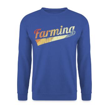Landwirt Vintage Look - Unisex Pullover - Royalblau - Vorne - Alina (178cm) & Michal (187cm)