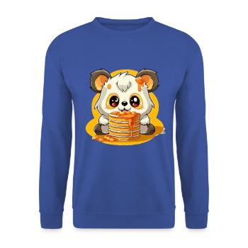 Karamell Panda Pfannkuchen - Unisex Pullover - Royalblau - Vorne - Alina (178cm) & Michal (187cm)
