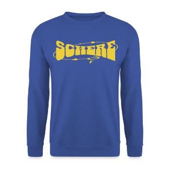 Schere Street Graffiti Gelb - Unisex Pullover - Royalblau - Vorne - Alina (178cm) & Michal (187cm)