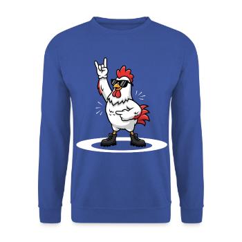 Huhn Rock Lustig Musik Geschenk - Unisex Pullover - Royalblau - Vorne - Alina (178cm) & Michal (187cm)