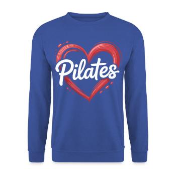 Herz Pilates Flussmotiv - Unisex Pullover - Royalblau - Vorne - Alina (178cm) & Michal (187cm)