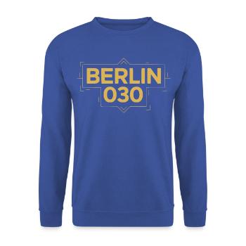 Berlin 030 Deco Gold - Unisex Pullover - Royalblau - Vorne - Alina (178cm) & Michal (187cm)