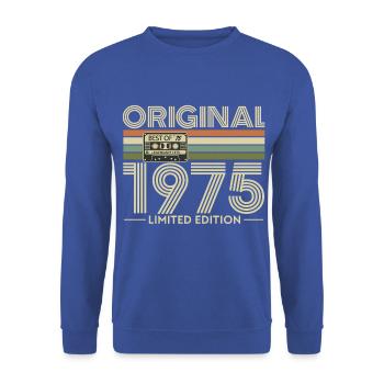 Originale Hits Kassette Retro von 1975 - Unisex Pullover - Royalblau - Vorne - Alina (178cm) & Michal (187cm)