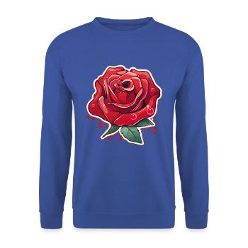 Blutrote Rose Tattoo Stil - Unisex Pullover - Royalblau - Vorne - Alina (178cm) & Michal (187cm)