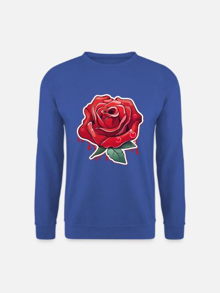 Blutrote Rose Tattoo Stil - Unisex Pullover - Royalblau