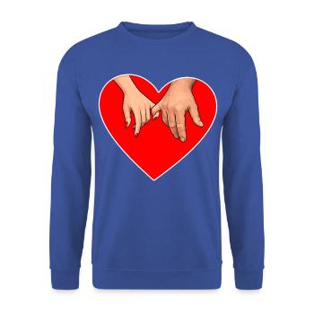 Händehalten Herz - Unisex Pullover - Royalblau - Vorne - Alina (178cm) & Michal (187cm)