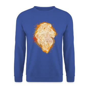 Zentangle-Löwe - Unisex Pullover - Royalblau - Vorne - Alina (178cm) & Michal (187cm)