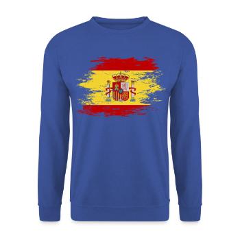 Spanien Flagge used - Unisex Pullover - Royalblau - Vorne - Alina (178cm) & Michal (187cm)
