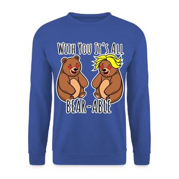 Die Bären lieben einander! It's all Bear-able! - Unisex Pullover - Royalblau - Vorne - Alina (178cm) & Michal (187cm)