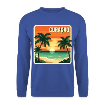 Curacao - Unisex Pullover - Royalblau - Vorne - Alina (178cm) & Michal (187cm)