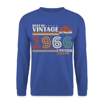 1966 Vintage Retro Geburtstagsgeschenk - Unisex Pullover - Royalblau - Vorne - Alina (178cm) & Michal (187cm)