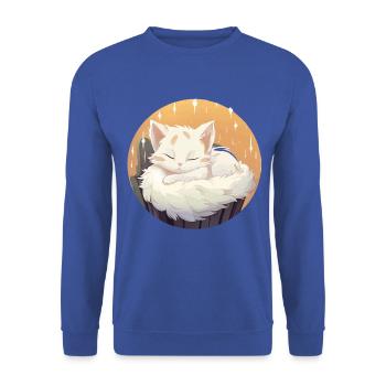 Schlafende Katze im Kreis - Unisex Pullover - Royalblau - Vorne - Alina (178cm) & Michal (187cm)