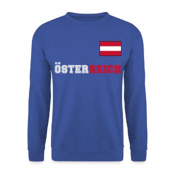 ÖSTERREICH Trikot Look - Flagge Fahne auf Brust - Unisex Pullover - Royalblau - Vorne - Alina (178cm) & Michal (187cm)