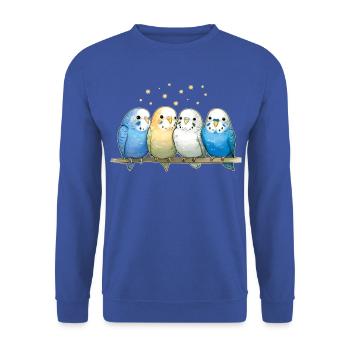 Wellensittiche Gruppe - Unisex Pullover - Royalblau - Vorne - Alina (178cm) & Michal (187cm)