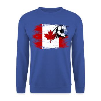 Kanada Flagge Fußball used - Unisex Pullover - Royalblau - Vorne - Alina (178cm) & Michal (187cm)