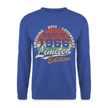 1966 Vintage Retro Geburtstagsgeschenk - Unisex Pullover - Royalblau - Vorne - Alina (178cm) & Michal (187cm)