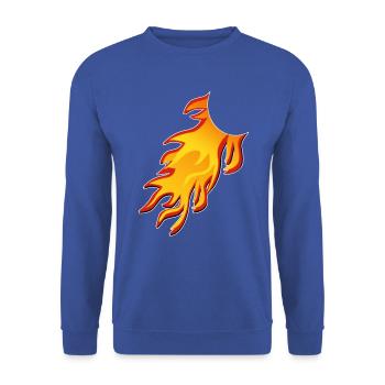 Flamme Comic Schweif, kombinieren - Unisex Pullover - Royalblau - Vorne - Alina (178cm) & Michal (187cm)