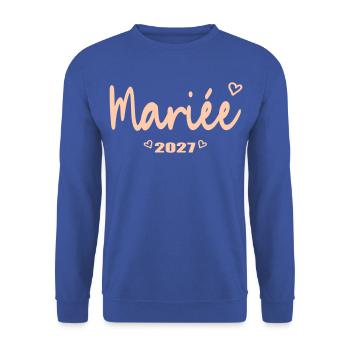 Französische Braut – Hochzeit 2027 - Unisex Pullover - Royalblau - Vorne - Alina (178cm) & Michal (187cm)
