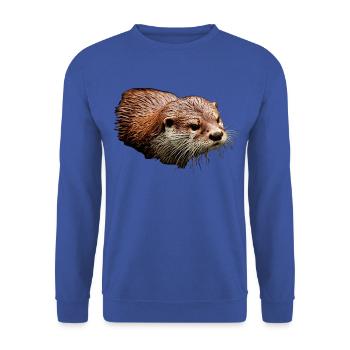 Natur-Kunst: Otter Portrait Digital Art Design - Unisex Pullover - Royalblau - Vorne - Alina (178cm) & Michal (187cm)