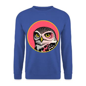 Eule Pop Art - Unisex Pullover - Royalblau - Vorne - Alina (178cm) & Michal (187cm)