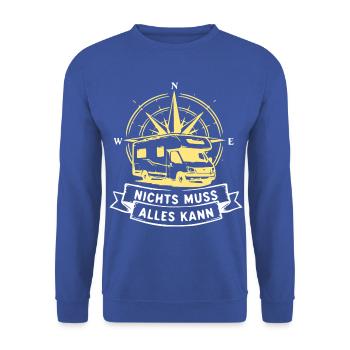 Nichts Muss Alles Kann Vanlife Camper - Unisex Pullover - Royalblau - Vorne - Alina (178cm) & Michal (187cm)