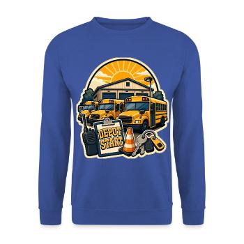 DEPOT START - Unisex Pullover - Royalblau - Vorne - Alina (178cm) & Michal (187cm)