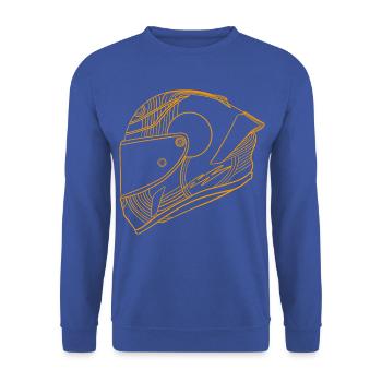 Neon Orange Helm - Visier  - Unisex Pullover - Royalblau - Vorne - Alina (178cm) & Michal (187cm)