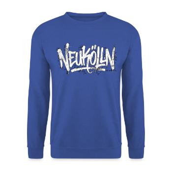 Neukölln Berlin Graffiti  - Unisex Pullover - Royalblau - Vorne - Alina (178cm) & Michal (187cm)