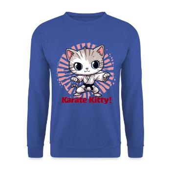 Karate Kitty - Unisex Pullover - Royalblau - Vorne - Alina (178cm) & Michal (187cm)