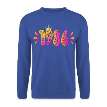 Couronne d’anniversaire 1986 - Sweat-shirt Unisexe - bleu royal - Devant - Alina (178cm) & Michal (187cm)