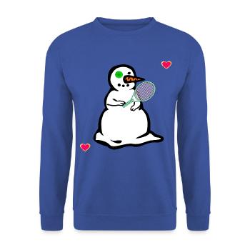 Bonhomme de neige d’hiver, tennis pour enfants - Sweat-shirt Unisexe - bleu royal - Devant - Alina (178cm) & Michal (187cm)